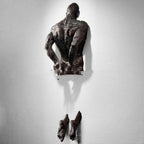 Artistic Sculpture Of Abstract Wall-penetrating Figures Imitating Copper - Grand Goldman