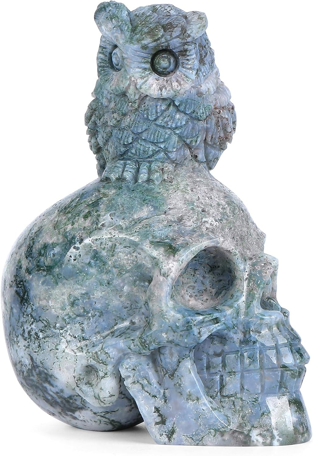 Artistone 2" Crystal Human Skull Head Decor Statue Carved Gemstone Purple Lepidolite Skeleton Head Art Figurines Reiki Healing Stone for Halloween Christmas Ornaments Home Office Decoration - Grand Goldman