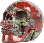 Artistone 2" Crystal Human Skull Head Decor Statue Carved Gemstone Purple Lepidolite Skeleton Head Art Figurines Reiki Healing Stone for Halloween Christmas Ornaments Home Office Decoration - Grand Goldman