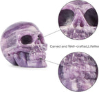 Artistone 2" Crystal Human Skull Head Decor Statue Carved Gemstone Purple Lepidolite Skeleton Head Art Figurines Reiki Healing Stone for Halloween Christmas Ornaments Home Office Decoration - Grand Goldman