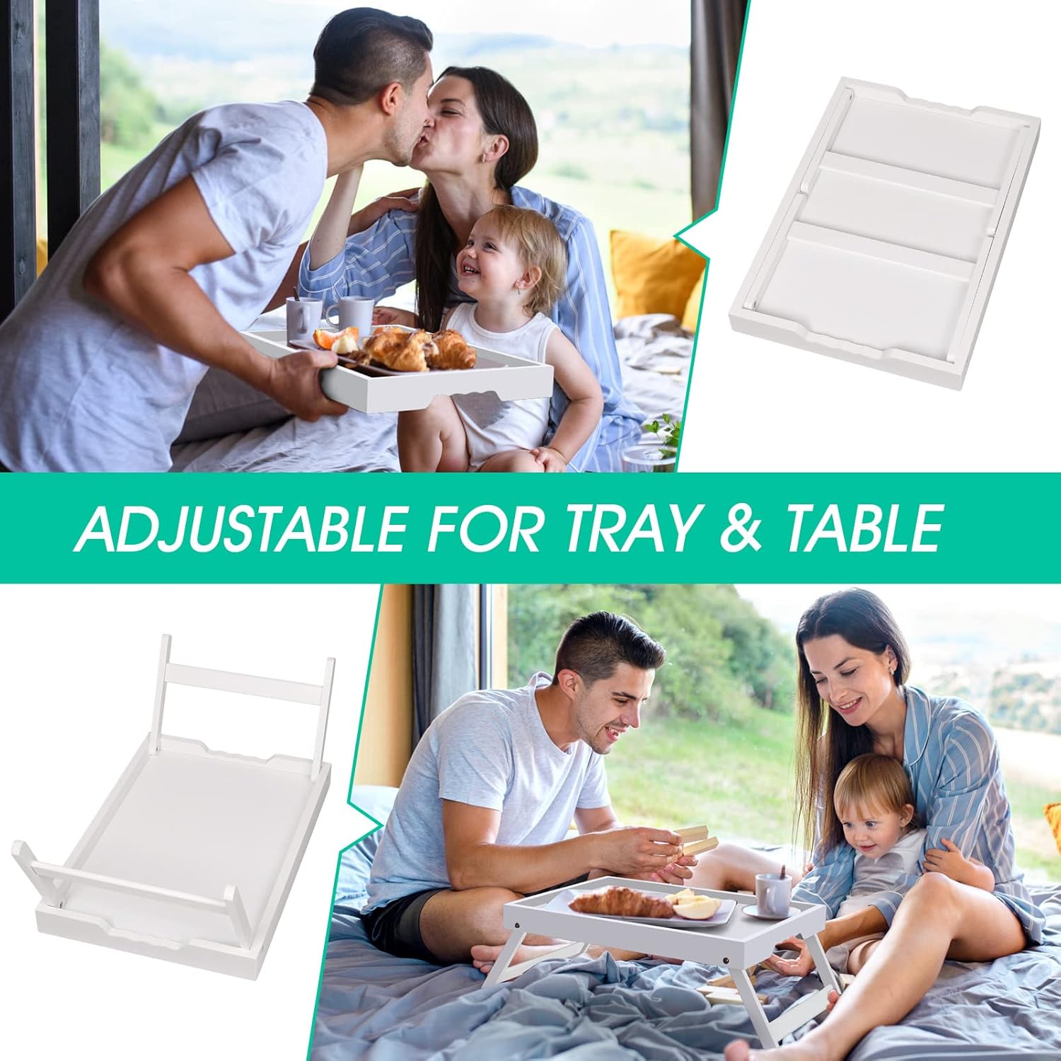 Artmeer Bed Tray Table with Folding Legs,Bamboo Breakfast in Bed for TV Table, Laptop Computer Tray,Eating,Snack Tray(Bamboo) - Grand Goldman