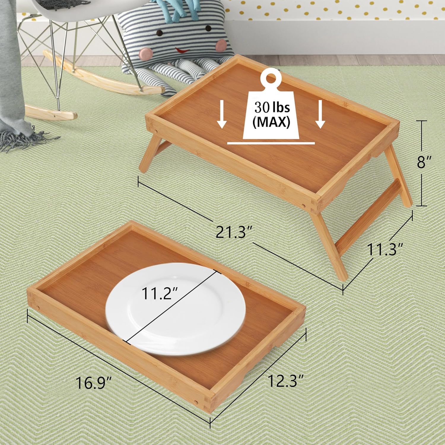 Artmeer Bed Tray Table with Folding Legs,Bamboo Breakfast in Bed for TV Table, Laptop Computer Tray,Eating,Snack Tray(Bamboo) - Grand Goldman