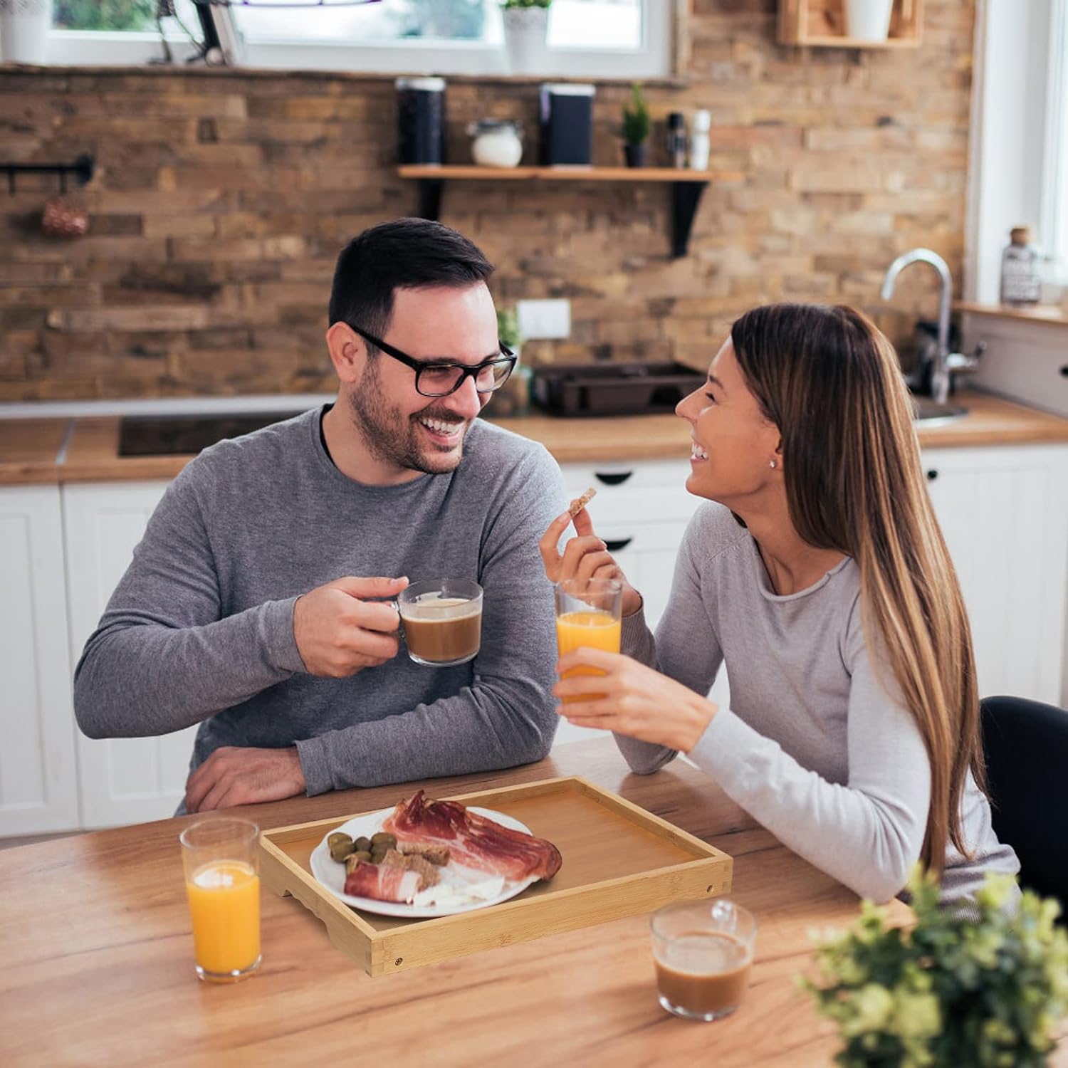 Artmeer Bed Tray Table with Folding Legs,Bamboo Breakfast in Bed for TV Table, Laptop Computer Tray,Eating,Snack Tray(Bamboo) - Grand Goldman