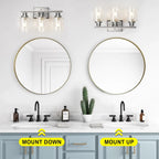 Ascher Bathroom Vanity Light Fixtures, 3 Light Wall Sconces Lighting with Clear Glass Shade, Brushed Nickel Wall Lights for Mirror, Kitchen, Living Room, Gallery, E26 Base (Bulbs Not Included) - Grand Goldman