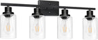 Ascher Bathroom Vanity Light Fixtures, 3 Light Wall Sconces Lighting with Clear Glass Shade, Brushed Nickel Wall Lights for Mirror, Kitchen, Living Room, Gallery, E26 Base (Bulbs Not Included) - Grand Goldman