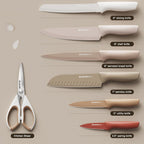 Astercook Knife Set, 13 Pieces Kitchen Knives Set with Healthy Anti-Rust Coating, Dishwasher Safe, Stainless Steel Chef Knife Sets with 6 Blade Guards, Perfect Holiday Gifts for Kitchen - Grand Goldman