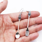 Asymmetric Design Spoon Fork Earrings - Grand Goldman