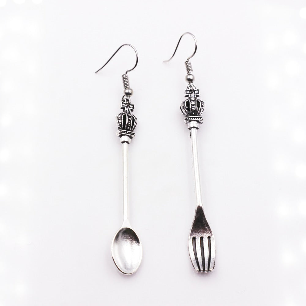 Asymmetric Design Spoon Fork Earrings - Grand Goldman