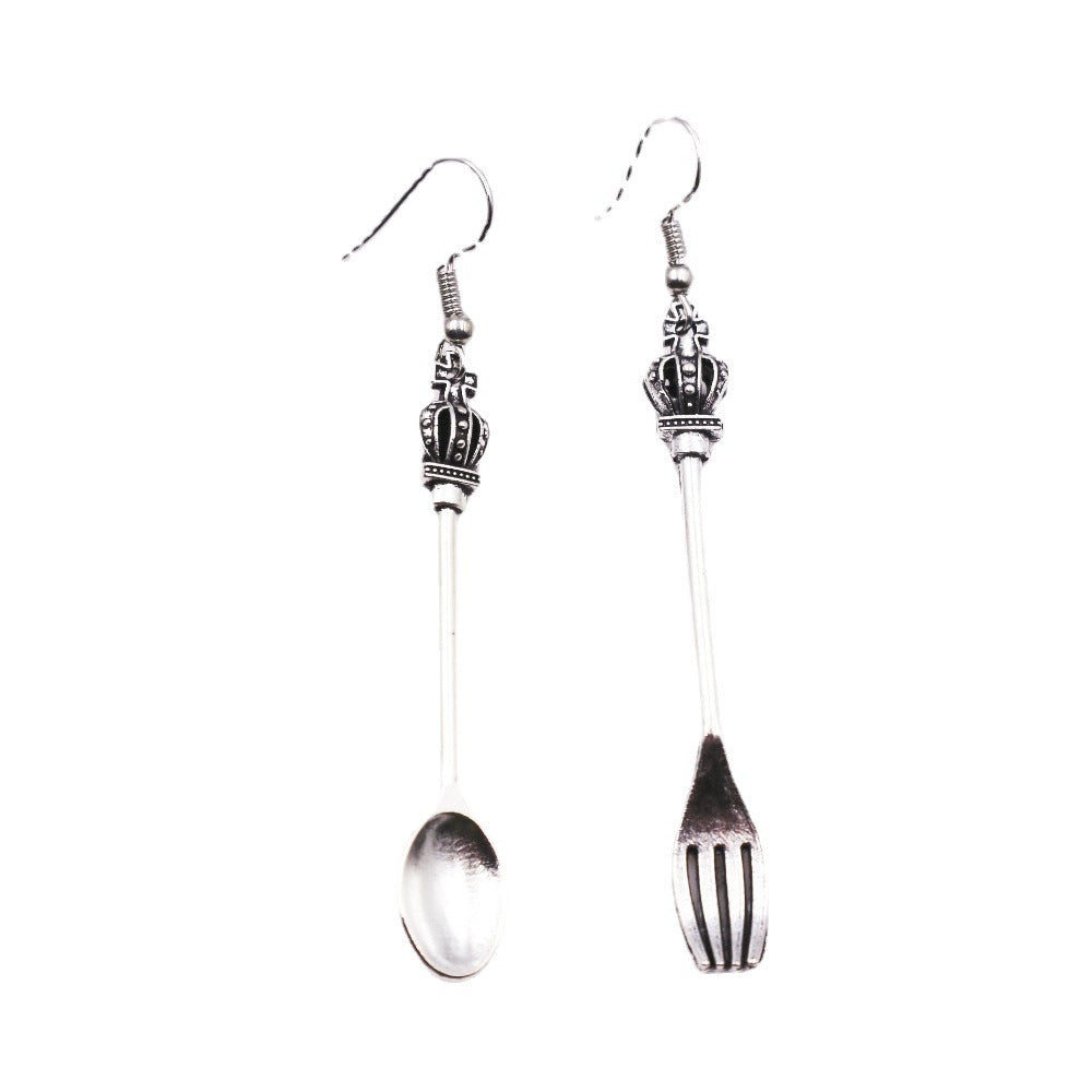 Asymmetric Design Spoon Fork Earrings - Grand Goldman