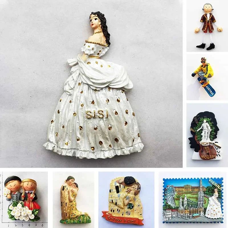 Austria Fridge Magnet  Vienna Tourist Souvenirs Magnetic Refrigerator Sticker Sisi Princess Mozart Gift Kitchen Home Decoration - Grand Goldman