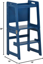 Avenlur Date 4-in-1 Foldable Kitchen Tower - Toddler Step Stool with Chalkboard, Desk Table and Chair - Waldorf and Montessori Kitchen Stool - Kitchen Stool Tower for Toddlers 18 Months to 6 Years - Grand Goldman