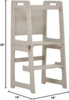 Avenlur Date 4-in-1 Foldable Kitchen Tower - Toddler Step Stool with Chalkboard, Desk Table and Chair - Waldorf and Montessori Kitchen Stool - Kitchen Stool Tower for Toddlers 18 Months to 6 Years - Grand Goldman