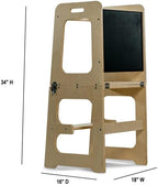 Avenlur Date 4-in-1 Foldable Kitchen Tower - Toddler Step Stool with Chalkboard, Desk Table and Chair - Waldorf and Montessori Kitchen Stool - Kitchen Stool Tower for Toddlers 18 Months to 6 Years - Grand Goldman