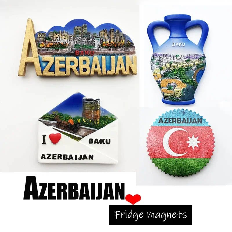 Azerbaijan Fridge Magnets Tourist Souvenir BAKU 3D Resin Magnets for Refrigerators Collection Travel Gift Home Decoration - Grand Goldman