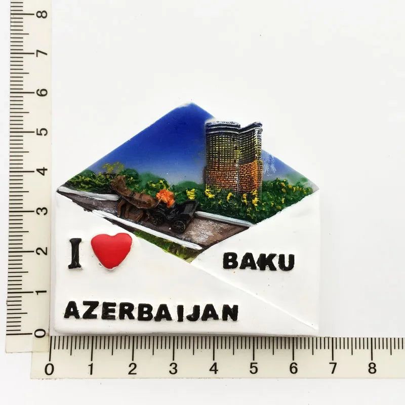 Azerbaijan Fridge Magnets Tourist Souvenir BAKU 3D Resin Magnets for Refrigerators Collection Travel Gift Home Decoration - Grand Goldman