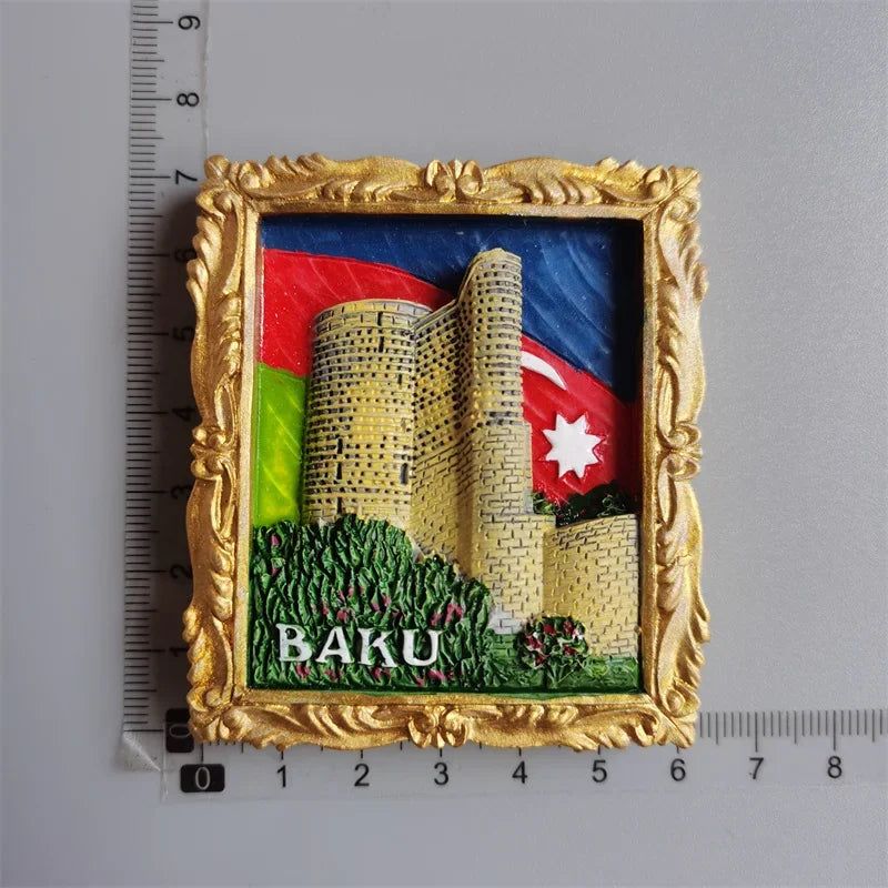 Azerbaijan Fridge Magnets Tourist Souvenir BAKU 3D Resin Magnets for Refrigerators Collection Travel Gift Home Decoration - Grand Goldman