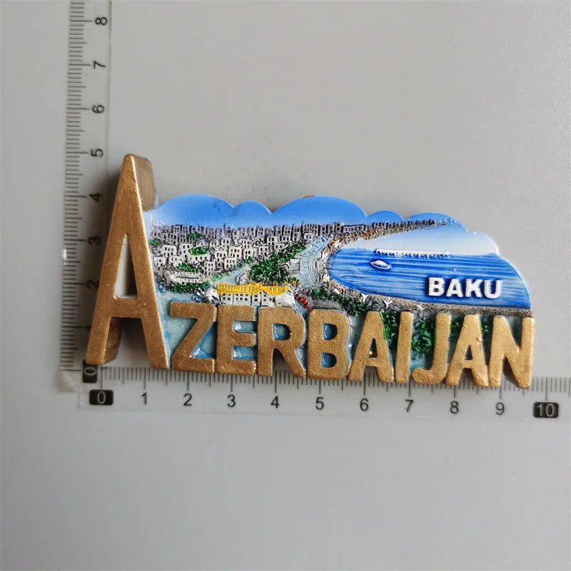 Azerbaijan Fridge Magnets Tourist Souvenir BAKU 3D Resin Magnets for Refrigerators Collection Travel Gift Home Decoration - Grand Goldman