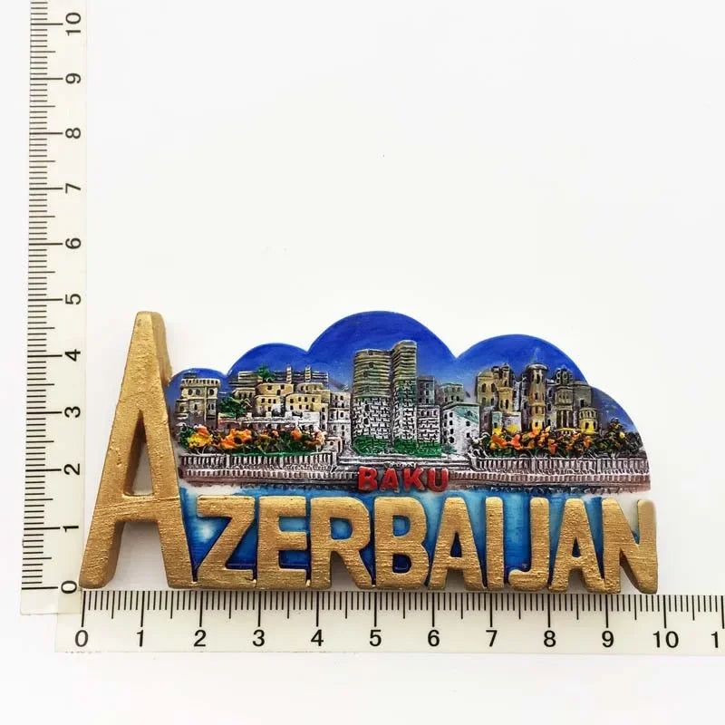 Azerbaijan Fridge Magnets Tourist Souvenir BAKU 3D Resin Magnets for Refrigerators Collection Travel Gift Home Decoration - Grand Goldman