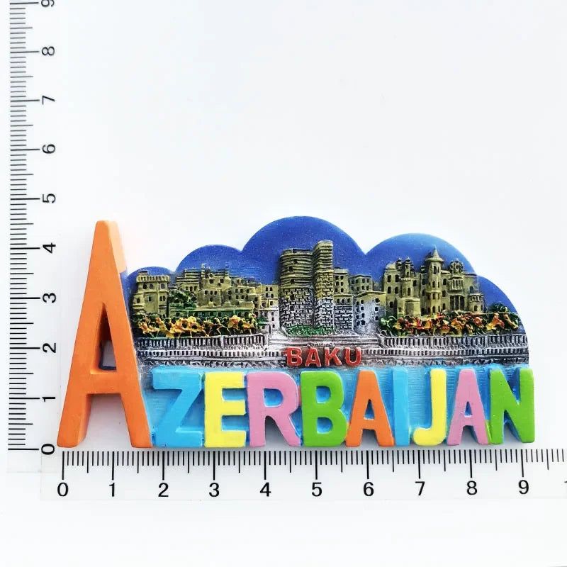 Azerbaijan Fridge Magnets Tourist Souvenir BAKU 3D Resin Magnets for Refrigerators Collection Travel Gift Home Decoration - Grand Goldman