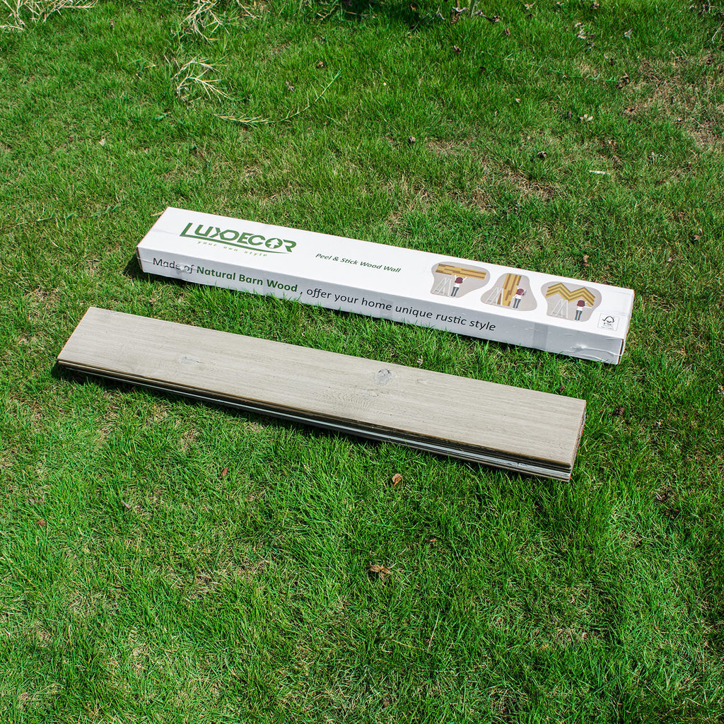 Luxdecor 本物の木製ウォールプランク 壁用 - ホワイトシップラップボード 5インチ ピールアンドスティックシップラップボード 10枚セット 壁用シップラッププランクボード 12.5平方フィート