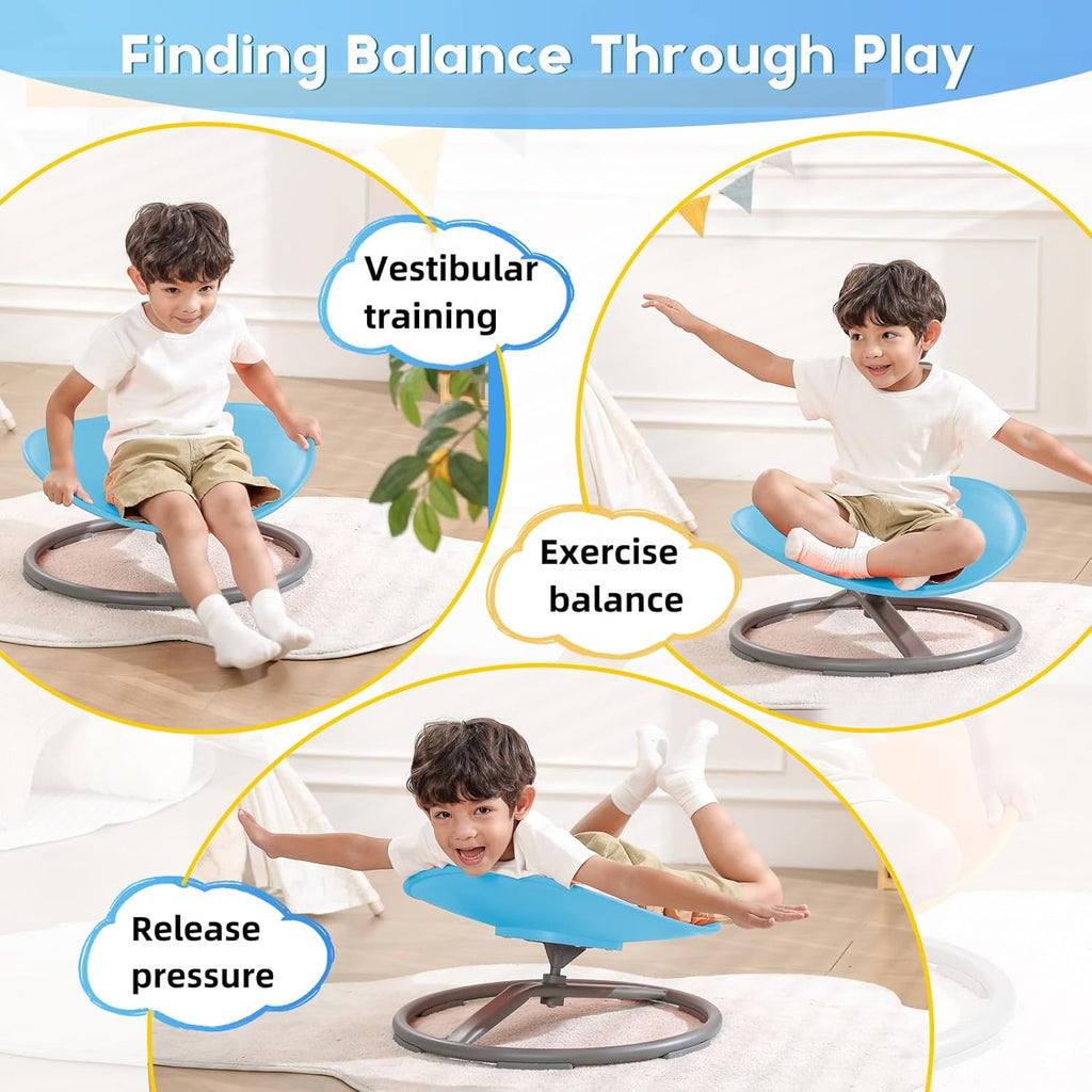 BABAMU Sensory Chair for Kids Autism Sensory Products Sit and Spin Autism Toys Spinning Chair ADHD Chair Swivel Chair Training Body Coordination (Blue) - Grand Goldman