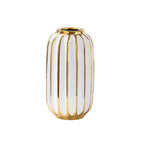 BARNEYS Gold Plated Ceramic Vase With Convex Cylindrical Design European Style Decorative Flower Pot Home Decor Porcelain Wedding Decoration - Grand Goldman