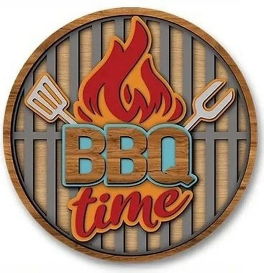 BBQ Zone Round Retro Metal Tin Sign Nostalgic Iron Painting Novelty For Restaurant Cafe Bar Garage Bar Kitchen Garden Wall Decor - Grand Goldman