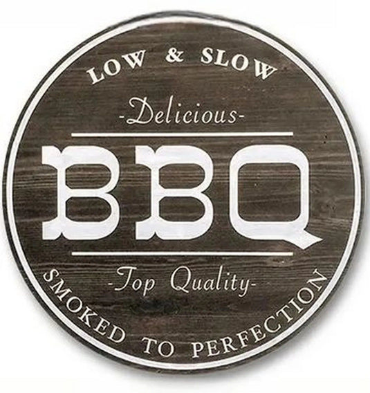 BBQ Zone Round Retro Metal Tin Sign Nostalgic Iron Painting Novelty For Restaurant Cafe Bar Garage Bar Kitchen Garden Wall Decor - Grand Goldman