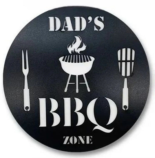 BBQ Zone Round Retro Metal Tin Sign Nostalgic Iron Painting Novelty For Restaurant Cafe Bar Garage Bar Kitchen Garden Wall Decor - Grand Goldman