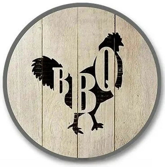 BBQ Zone Round Retro Metal Tin Sign Nostalgic Iron Painting Novelty For Restaurant Cafe Bar Garage Bar Kitchen Garden Wall Decor - Grand Goldman