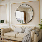 BEAUTYPEAK 30 Inch Round Mirror, Black Metal Frame Circle Mirror, Wall Mirror for Entryway, Bathroom, Vanity, Living Room, Black Circle Mirror - Grand Goldman