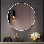 BEAUTYPEAK 30 Inch Round Mirror, Black Metal Frame Circle Mirror, Wall Mirror for Entryway, Bathroom, Vanity, Living Room, Black Circle Mirror - Grand Goldman