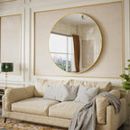 BEAUTYPEAK 30 Inch Round Mirror, Black Metal Frame Circle Mirror, Wall Mirror for Entryway, Bathroom, Vanity, Living Room, Black Circle Mirror - Grand Goldman