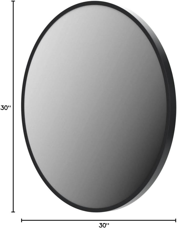 BEAUTYPEAK 30 Inch Round Mirror, Black Metal Frame Circle Mirror, Wall Mirror for Entryway, Bathroom, Vanity, Living Room, Black Circle Mirror - Grand Goldman