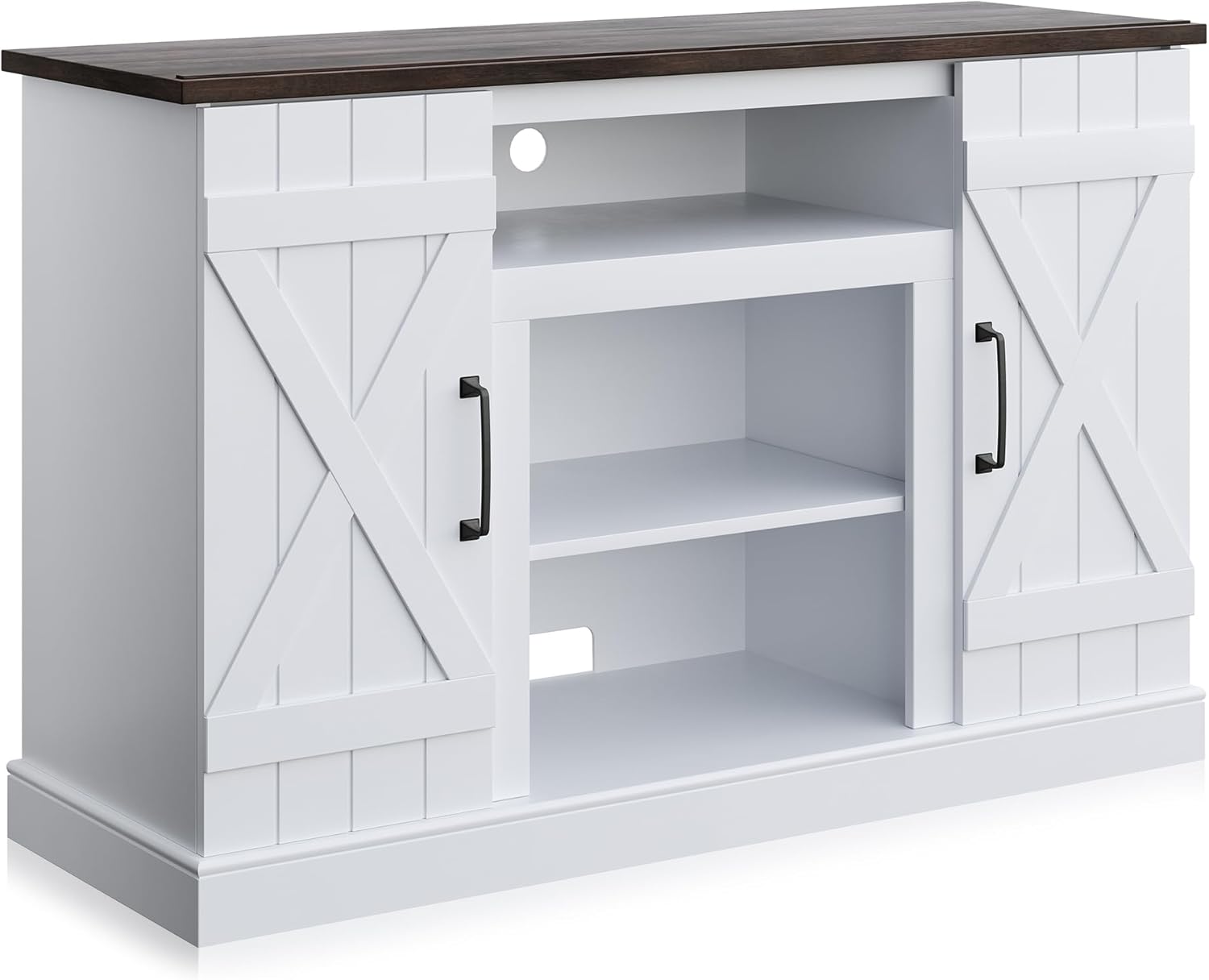 BELLEZE 47" TV Stand with 18" Electric Fireplace Heater & Media Entertainment Center Console Table for TV up to 50" with Open Storage Shelves & Cabinets - Veropeso (Espresso) - Grand Goldman