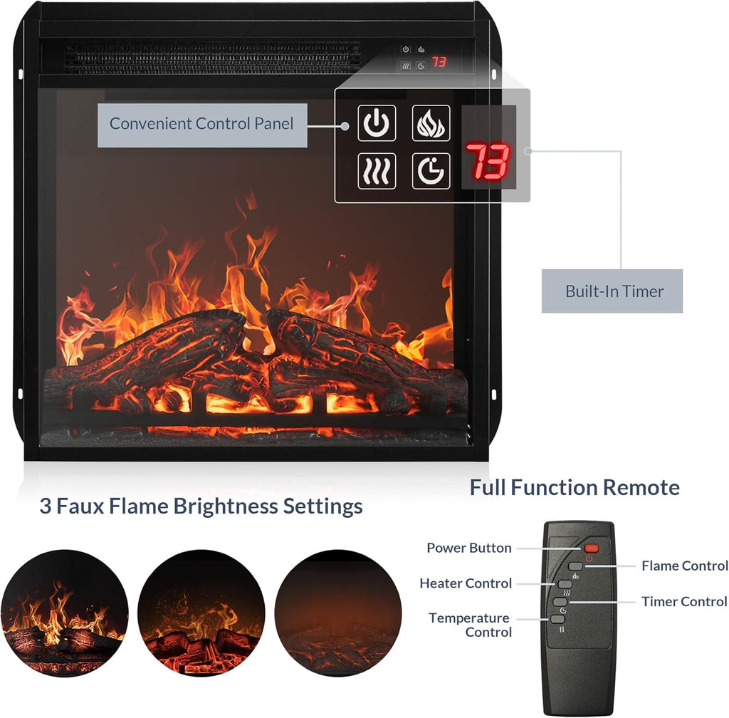 BELLEZE 47" TV Stand with 18" Electric Fireplace Heater & Media Entertainment Center Console Table for TV up to 50" with Open Storage Shelves & Cabinets - Veropeso (Espresso) - Grand Goldman