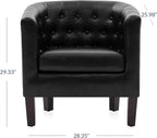 BELLEZE Black Accent Chairs for Living Room, Elegant Arm Chair Upholstered Tufted Barrel Chair Club Chair for Bedroom with Sturdy Legs and Faux Leather - Berlinda (Black) - Grand Goldman