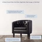 BELLEZE Black Accent Chairs for Living Room, Elegant Arm Chair Upholstered Tufted Barrel Chair Club Chair for Bedroom with Sturdy Legs and Faux Leather - Berlinda (Black) - Grand Goldman