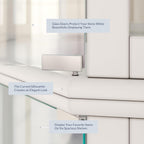 BELLEZE Lighted Corner Display Curio Cabinet,72" Tall Wooden Curved Shelving Unit with Tempered Glass Door, Bar and Liquor Storage Area with 6 Shelves - Ashfield (Walnut) - Grand Goldman