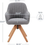 BELLEZE Mid Century Swivel Chair, Modern Makeup Vanity Chair, Upholstered Linen Accent Armchair with Dark Oak Wood Legs for Home Office Study Living Room Bedroom, Gray - Grand Goldman