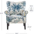 BELLEZE Modern Accent Chair for Living Room, High Back Floral Armchair w/Wooden Legs, Upholstered Wingback Side Chair Padded Armrest Single Sofa for Living Room, Bedroom - Allston (Green Blue Floral) - Grand Goldman