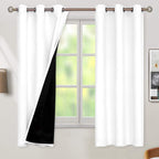 BGment Thermal Insulated 100% Blackout Curtains for Bedroom with Black Liner, Double Layer Full Room Darkening Noise Reducing Grommet Curtain (42 x 63 Inch, Pure White, 2 Panels) - Grand Goldman