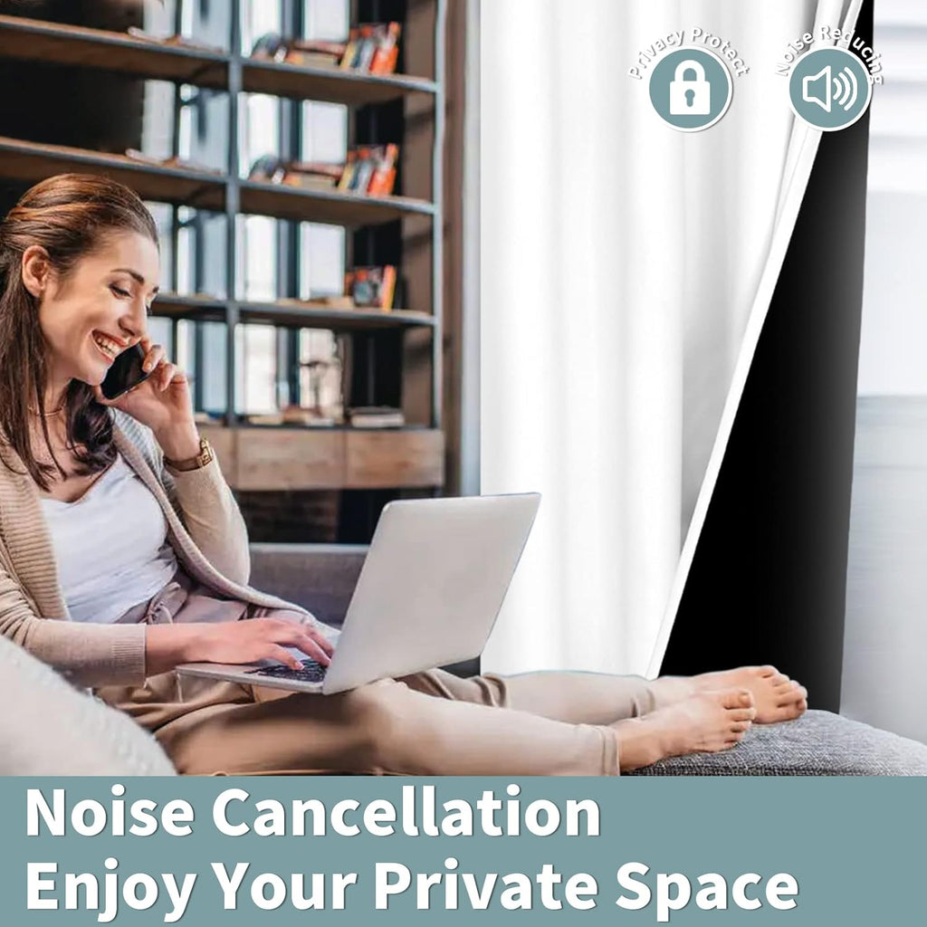 BGment Thermal Insulated 100% Blackout Curtains for Bedroom with Black Liner, Double Layer Full Room Darkening Noise Reducing Grommet Curtain (42 x 63 Inch, Pure White, 2 Panels) - Grand Goldman