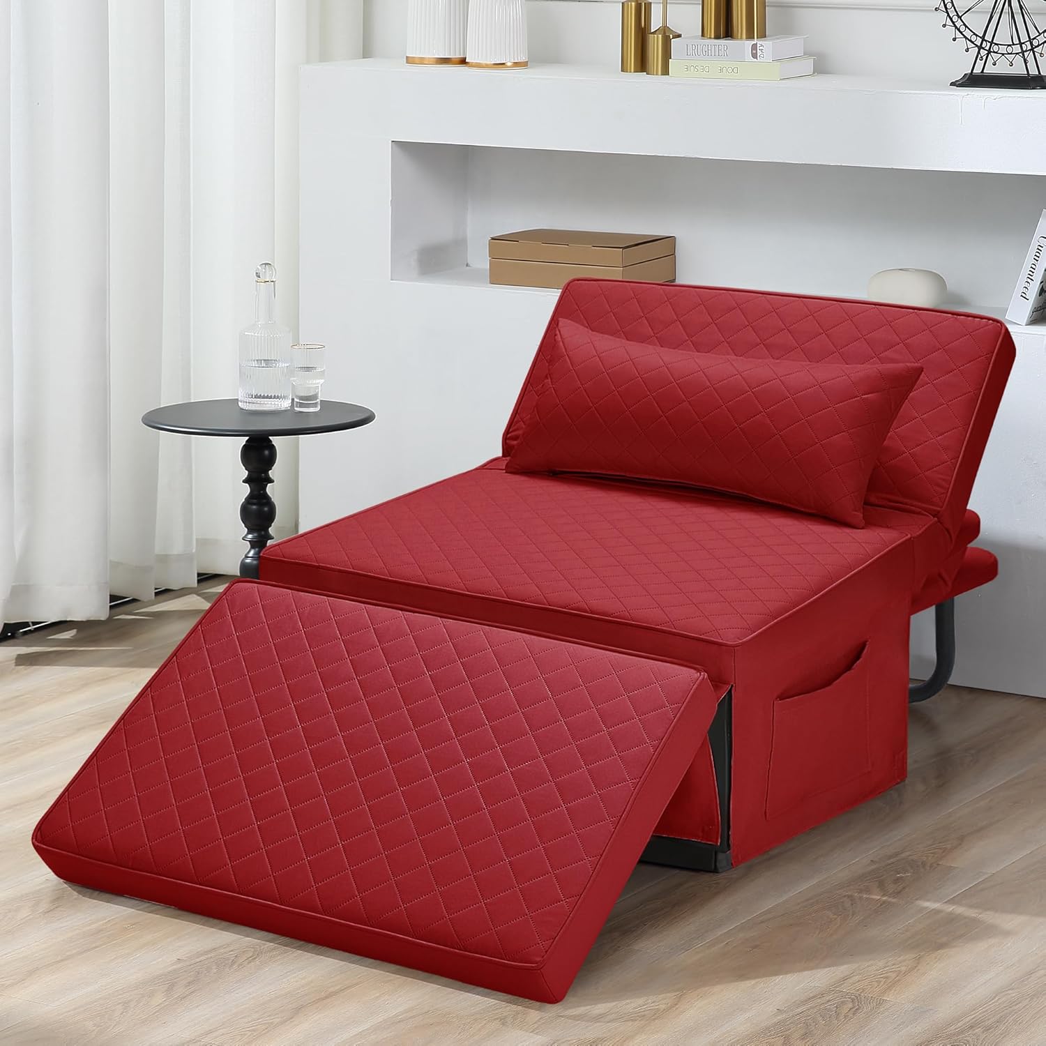 BIGSYY Sofa Bed, 4 in 1 Multi-Function Folding Ottoman Breathable Linen Couch Bed with Adjustable Backrest Modern Convertible Chair for Living Room Apartment Office, Dark Grey - Grand Goldman