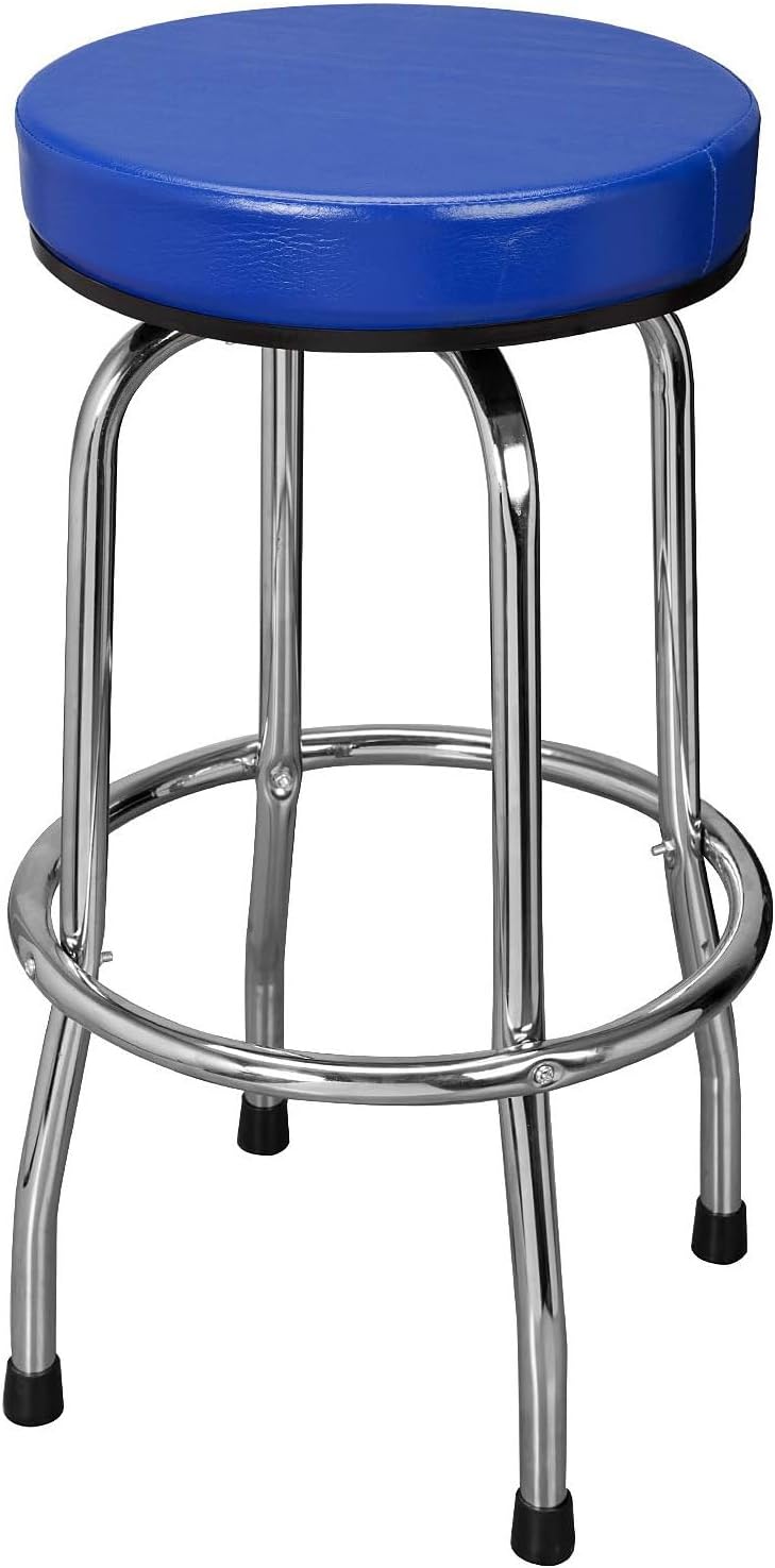 BIG RED Torin Swivel Bar Stool: Padded Garage/Shop Seat with Chrome Plated Legs, Black, 28.74" Tall, 18.5" Diameter - Grand Goldman