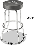 BIG RED Torin Swivel Bar Stool: Padded Garage/Shop Seat with Chrome Plated Legs, Black, 28.74" Tall, 18.5" Diameter - Grand Goldman