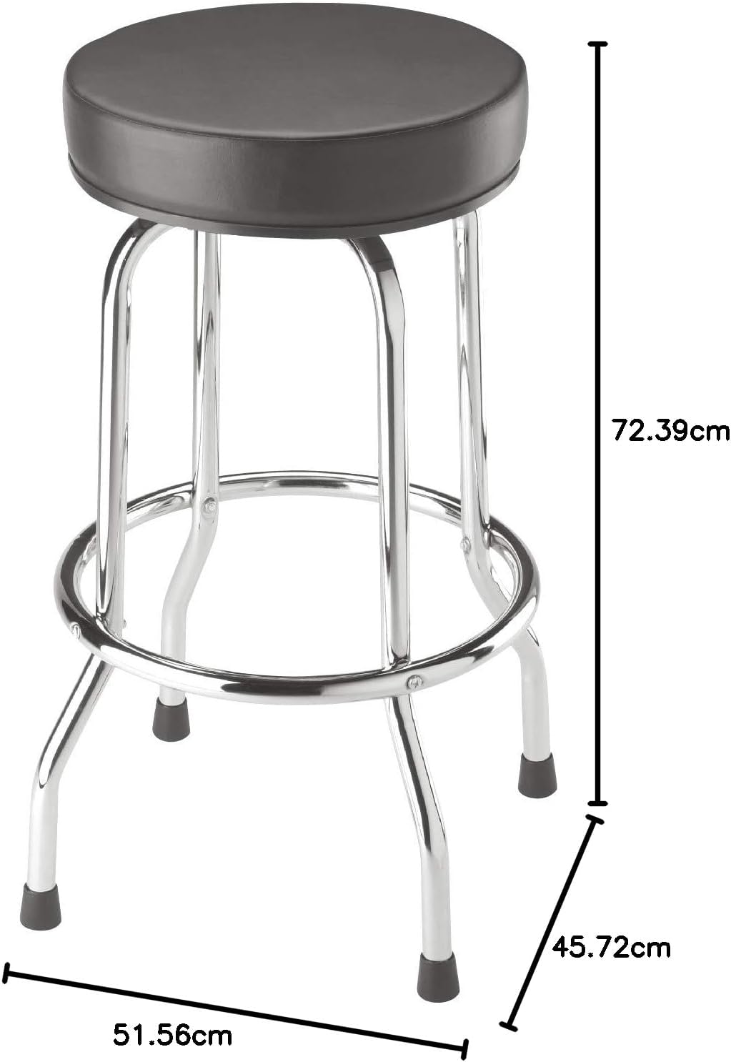 BIG RED Torin Swivel Bar Stool: Padded Garage/Shop Seat with Chrome Plated Legs, Black, 28.74" Tall, 18.5" Diameter - Grand Goldman