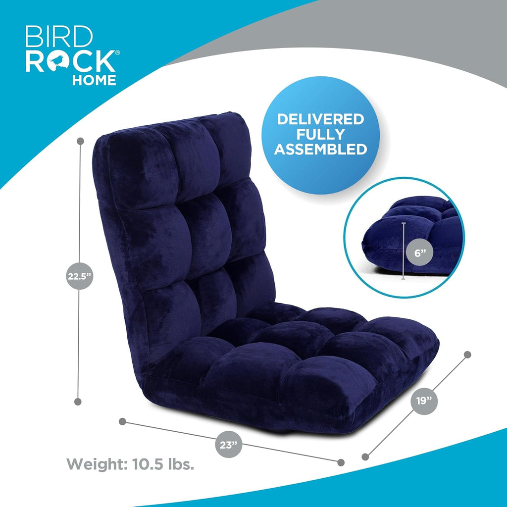 BIRDROCK HOME Adjustable Memory Foam Floor Chair - Ideal for Gaming, Reading, Meditation - Comfortable and Versatile - Suitable for Kids and Teenagers - Comfy Foldable Floor Seat - Blue - Grand Goldman