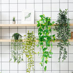 BLEUM CADE Fake Hanging Plants, 2pcs Artificial Hanging Plant, Faux Pothos Vines Hanging Plant Greenery for Wall Home Living Room Indoor Outdoor Decor (No Baskets) - Grand Goldman