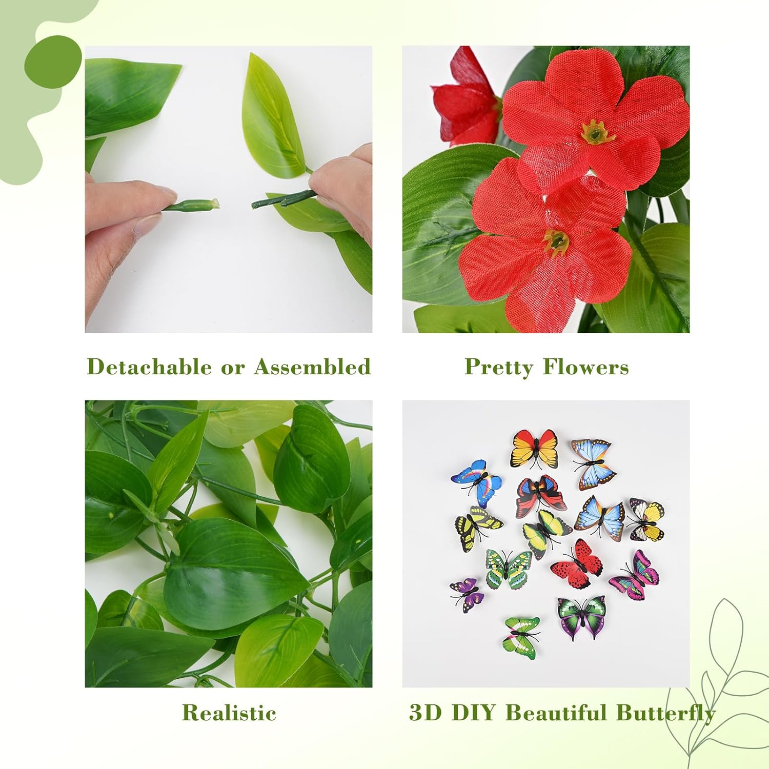 BLEUM CADE Fake Hanging Plants, 2pcs Artificial Hanging Plant, Faux Pothos Vines Hanging Plant Greenery for Wall Home Living Room Indoor Outdoor Decor (No Baskets) - Grand Goldman